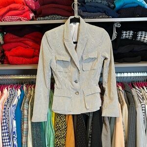 Express blue/white seersucker 4 pocket 2 button closure blazer size 2